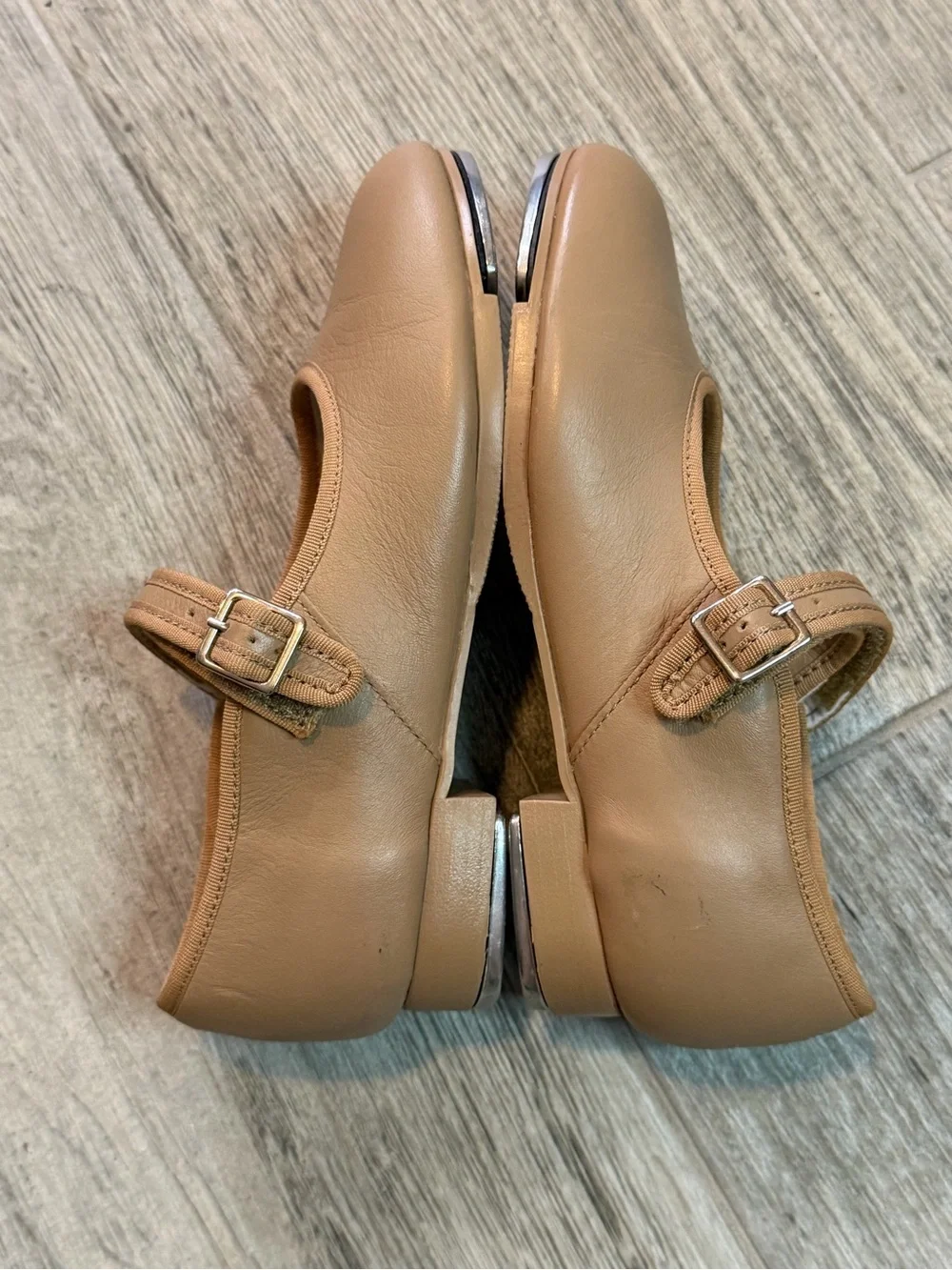 Capezio Tele Tone Tap Shoes Girls Size 13 M Nude Dance Showgirls